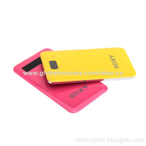 Colorful 5,000mAh Ultra-thin Power Banks for Mobile Phones/iPhone/iPad/Samsung, Free Sample and Logo
